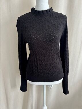 Treasure & Bond Lace Knit Ruffle Collar Sweater — Size S